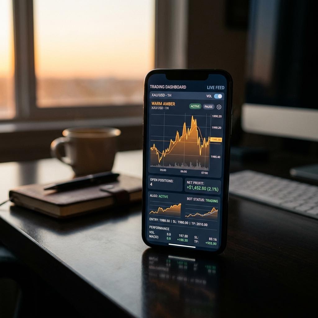 Piattaforma di trading EnginbrokerATOM visualizzata su smartphone